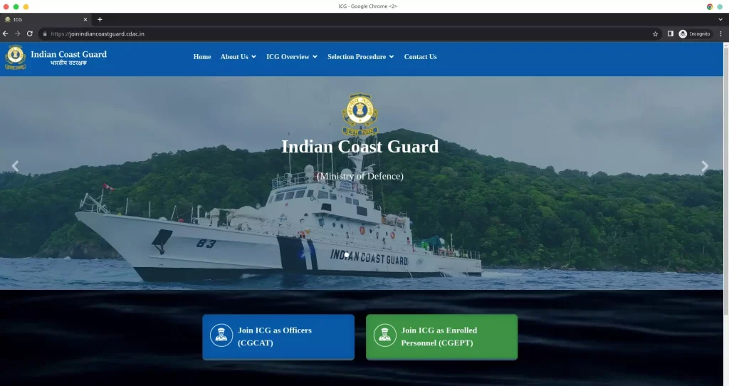 official website of Indian Coast Guard