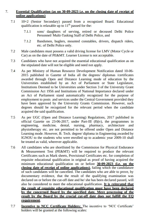 Eligibility Criteria for Delhi Police Constable 2023 Gksarkari